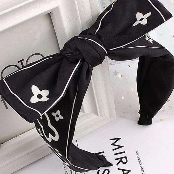 Luxe Floral Print Bow Headband - Picture 3 of 4